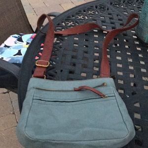 Gray Fossil cross body bag